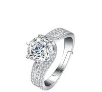 Lyciel S925 Pure Silver Moissanite Ring 1/2 CT D Color VVS1 Clarity,Placato oro bianco 18K,Regalo per le donne (BTJZ-052/8.0mm2CT,5A zircon imitation moissanite diamond)