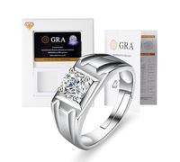 Lyciel S925 Pure Silver Moissanite Ring 1/2 CT D Color VVS1 Clarity,Placato oro bianco 18K,Regalo per le donne (BTJZ-019/6.0mm0.8CT,Inlaid with genuine Moissanite diamonds)