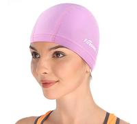 Lycra Cuffia da Nuoto, Firesara Cappello da Nuoto in Lycra Antistrappo Cappuccio Confortevole No-Slip per uomo Donne Lungo Capelli corti Adulto Ragazzi Ragazze-Rosa