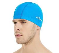 Lycra Cuffia da Nuoto, Firesara Cappello da Nuoto in Lycra Antistrappo Cappuccio Confortevole No-Slip per uomo Donne Lungo Capelli corti Adulto Ragazzi Ragazze-Cielo blu