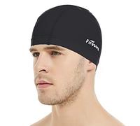 Lycra Cuffia da Nuoto, Firesara Cappello da Nuoto in Lycra Antistrappo Cappuccio Confortevole No-Slip per uomo Donne Lungo Capelli corti Adulto Ragazzi Ragazze-Nero