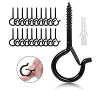 LYCXAMES Ganci a vite, 20 Pezzi Ganci Avvitabili per Legno, Ganci a Soffitto Q-Hanger con Fibbia di Sicurezza, per Cestini di Piante, Gabbia per Uccelli, Lanterne, Catene Luminose, Tazza, Neri