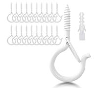 LYCXAMES Ganci a vite, 20 pezzi, in acciaio inox, con fusibile, gancio per viti, gancio da soffitto, gancio da parete per appendere piante in vaso, luci, bianco