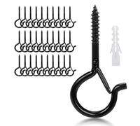 LYCXAMES Ganci a vite, 30 Pezzi Ganci Avvitabili per Legno, Ganci a Soffitto Q-Hanger con Fibbia di Sicurezza, per Cestini di Piante, Gabbia per Uccelli, Lanterne, Catene Luminose, Tazza, Neri