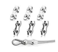 LYCXAMES M6 Duplex Morsetto, 6 Pezzi Morsetto per Cavo Metallico, Acciaio Inossidabile 304 Morsetto per Cavi, 6mm Cavo Metallico Cavo d'Acciaio Stendibiancheria Tenda da Sole Fissaggio