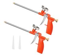 LYCXAMES Pistola in schiuma PU, 2 pezzi, pistola professionale in metallo, schiuma a pistola con impugnatura ergonomica in plastica per fai da te e professionisti, per sigillare, arancione