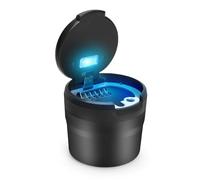 LYCXAMES Posacenere Auto, Posacenere per Auto con Rimovibile Coperchio e LED Luminoso, Auto Sigaretta Posacenere, Portacenere Auto Portatile per Viaggi All'aperto, Uso Domestico, Casa, Ufficio, Nero