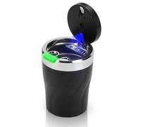 LYCXAMES Posacenere per auto, posacenere portatile senza fumo in acciaio inox con coperchio e luce a LED per auto Vans Campeggio all'aperto, nero