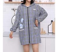 LYDCX Grembiule Da Cucina Autunnale E Invernale In Cotone Bianco E Nero Abbinato A Cerniera Con Cappuccio Manica Lunga Grembiule Da Cucina Casalingo Blu Femmina