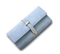 Lydemcia Portafoglio retrò opaco da donna, grande capacità, porta carte triifold con tasca con cerniera, regalo di compleanno per mamma, moglie, zia (blu)