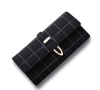 Lydemcia Portafoglio retrò opaco da donna, grande capacità, porta carte triifold con tasca con cerniera, regalo di compleanno per mamma, moglie, zia, Nero , M, Rétro