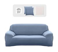 Lydevo Copridivano Elasticizzato 4 Posti Fodere Copri Divano con Braccioli con 2 Copricuscini Moderno Copridivano Fantasia Universale Antiscivolo Lavabile Divano Protector,Grigio Blu