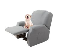 Lydevo Copripoltrona Relax Reclinabile Universale, Reclinabile con Tasche, Elasticizzato Lavabile Rimovibile, Fodere per Poltrona Relax, Grigio Chiaro