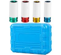 LYDODOKA - Set di dadi da 1/2", set di chiavi a percussione metriche da 15, 17, 19, 21, 22 mm, senza smerigliatura e dadi per ruote in acciaio CR-MO a 6 punti