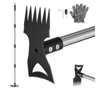 LYDODOKA Strumento per rimuovere erbacce con manico lungo 147,3 cm, 2 in 1 manuale per rimuovere le erbacce e zappa da giardino, resistente a 6 denti, per tarassaco e gardenia, strumento per sradicare