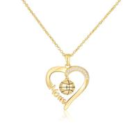 Lydow Collana da donna con ciondolo a forma di palla da baseball e softball, placcata in oro 18 carati, accessorio sportivo, 45,7 + 5,1 cm, 18 + 2 inches (chain) + 0.9 * 0.9 inches (pendant), Ottone