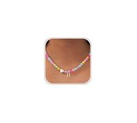Lydow Regalo di San Valentino per ragazze, donne, bambini, adolescenti, placcato oro 14 carati, leggero e colorato, con perline dalla A alla Z, collana con lettera iniziale dalla A alla Z, accessori