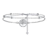 Lydreewam Bracciale Albero della Vita Donna Argento 925 Bracciale Catena Doppia con Scatola Regalo per Natale Compleanno, Regolabile 17+4cm