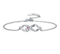 Lydreewam Bracciale Sorella Donna Argento 925 Bracciale Infinito per Sorelle Migliore Amico Amicizia Regalo di Compleanno Laurea, Regolabile 16+3 cm