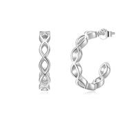 Lydreewam Orecchini Cerchio Infinito Nodo per Donna Argento Sterling 925 Ipoallergenici Orecchini Cerchio Intrecciati, Diametro 20mm