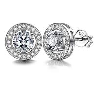 Lydreewam Orecchini in Argento 925 con 3A 6mm Zirconi Tagliati Circolari Buon Regalo per Donna