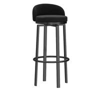 LYDSB Chaises de Bar pivotantes en Velours Noir, Hauteur réglable avec dossier - Tabourets à 360° avec Pieds en Métal pour Cuisine, Maison, Restaurants - 65 cm