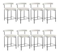 LYDSB Ensemble de 8 tabourets de Bar modernes Blancs en Boucle - Chaises de Baril de 26 pouces avec Pieds en Métal Noir, Design Sherpa élégant pour Les repas et Les divertissements