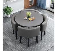 LYDSB Ensemble de Salle à Manger contemporain Peu encombrant Table de Cuisine Ronde Moderne avec 4 chaises en Tissu Idéal pour Le Bureau à Domicile 90 * 90 * 75 cm Ensemble de réception