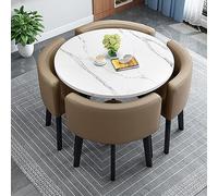 LYDSB Ensemble de Table de conférence Ronde avec 4 chaises, idéal pour Les réunions et Les négociations. Table de Cuisine Simple de 80 cm de diamètre pour la réception du Bureau.