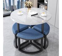 LYDSB Ensemble de Table de réception et de négociation Bleu Moderne avec 1 Table et 4 chaises, Petite Table de conférence pour Bureau et Salle à Manger