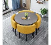 LYDSB Ensemble Table à Manger Ronde en Bois pour 4 personnes avec chaises, Table de Cuisine Moderne et chaises pour Salon et Salle à Manger (80 cm/31,5 po)