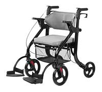 LYDSB Fauteuil roulant de Transport avec dossier Souple et Repose-Pieds amovibles - Déambulateur Pliable 2 en 1 pour personnes âgées - Déambulateur à 4 roues