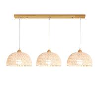 LYDSB Lampadario Boho in Rattan e Corda di Canapa, con 3 luci a Sospensione, per Isola Cucina, Moderno lampadario a Cupola, Lampada a Sospensione a Gabbia Intrecciata, per Sala da Pranzo