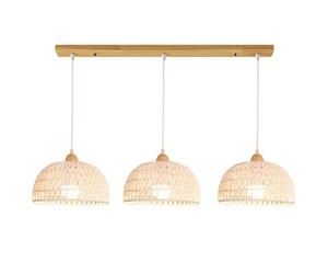 LYDSB Lampadario Boho in Rattan e Corda di Canapa, con 3 luci a Sospensione, per Isola Cucina, Moderno lampadario a Cupola, Lampada a Sospensione a Gabbia Intrecciata, per Sala da Pranzo