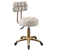 LYDSB Tabouret de Bar réglable en Métal titane Doré - 5 griffes, pivotant avec roulettes, dossier - Idéal pour Salon de beauté, maquillage - 39-50 cm