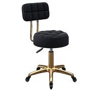 LYDSB Tabouret de Bar réglable en Métal titane Doré - 5 griffes, pivotant avec roulettes, dossier - Idéal pour Salon de beauté, maquillage - 39-50 cm