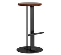 LYDSB Tabourets de Bar ronds en Bois massif de Noyer de 75 cm de Hauteur, avec Repose-Pieds, Cadre en fer robuste, parfaits pour Salle à Manger, Café, Pub, Restaurant