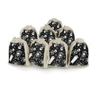 LYDSKGEQ 8 sacchetti in cotone con coulisse, riutilizzabili, a forma di bara e teschio, vuoti, con coulisse, sacchetti in mussola, sacchetti regalo per feste, matrimoni, casa, 12,7 x 17,8 cm