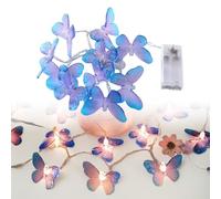 LYEAA 20 Luci a Farfalla LED 3 Metri Alimentate a Batteria Lucine a Farfalla Viola for Casa Camera da Letto Interni Esterni Giardino Estate Matrimonio Festa Decorazione di San
