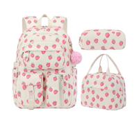 LYEAA 3pcs Strawberry Cute Girl Zackpacks con borse da pranzo Custodia a matita per adolescenti (Style1)