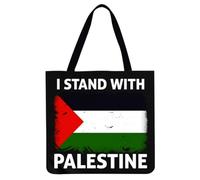 LYEAA Borsa tote in lino con pugno di Palestina Borsa a tracolla leggera con stampa di lettere Borsa da donna for la libertà palestinese Borsa hobo Borsa della spesa riutilizzabile (Stile 1