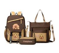 LYEAA Capybara Kawaii - Zaino da scuola con astuccio e borsa tote casual, con tracolla regolabile, adorabile zaino per lo shopping e il lavoro, Marrone chiaro, style 9