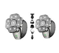 LYEAA Kit rasoio 6 in 1 per testa calva bagnata/secca: ricaricabile, impermeabile con 9 lame galleggianti, rasoio per barba e naso
