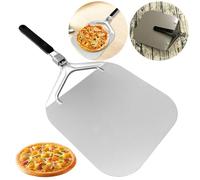 LYEAA Pala for Pizza Rettangolare in Acciaio Inossidabile con Manico Pieghevole Strumento di Trasferimento for Sollevatore for Pizza Utensili da Cucina Multifunzione Antiaderenti (A)