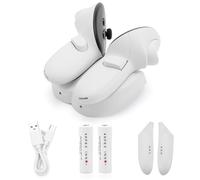 LYEAA Stazione di ricarica rapida per controller Oculus 3, include 2 batterie, indicatore luminoso LED, potenza 20 W per 3
