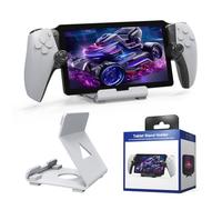 LYEAA Supporto da tavolo Supporto for tablet salva spazio Supporto for console di gioco portatile con cuscinetto in silicone antiscivolo for PS5 Portal Steam Deck (Bianco)