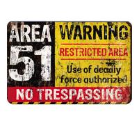 LYEAA Targa in metallo vintage AREA 51 rettangolare pittura ferro parete casa bar Decor 30x20cm