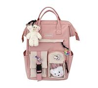 LYEAA Zaino Kawaii con spille e ciondolo a forma di animale di peluche, donne e ragazze, stile preppy in PVC patchwork trasparente, zaino for la scuola, grande capacità, Stile B, Viola, 43 x 30 x 12