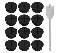 Lyeteung 12 Pezzi 25mm Passacavi Scrivania, Passacavo Flessibile in Silicone, Passacavo per Scrivania, Tappo Foro Scrivania, con Trapano, per Ufficio, Casa, Scrivania, Tavolo, Nero