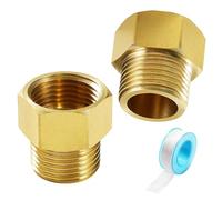 Lyeteung 2 Pezzi G3/8 Femmina a G3/8 Maschio Raccordo per Tubi in Ottone, Connettore a Boccola Esagonale, Connettori di Riduzione a Boccola, con Nastro per Idraulici, per Collegamento Tubo